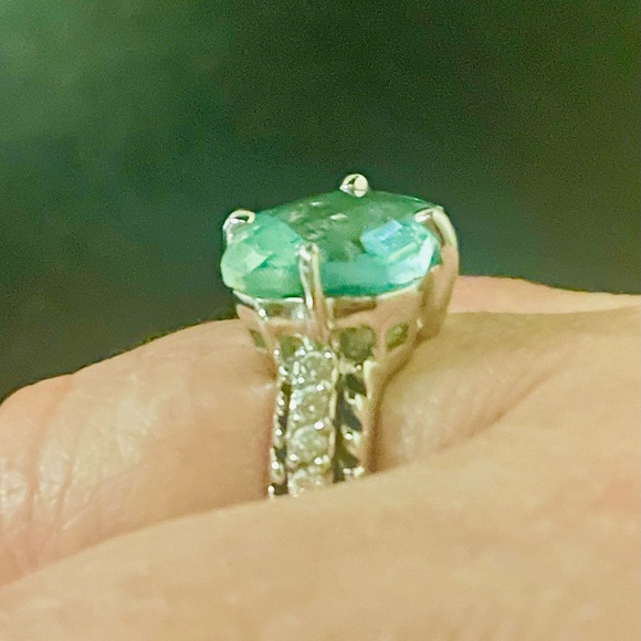 Lia Sophia Greek Isle Aqua Green Cushion Cut and CZ Ring Size 7 - Picture 10 of 11